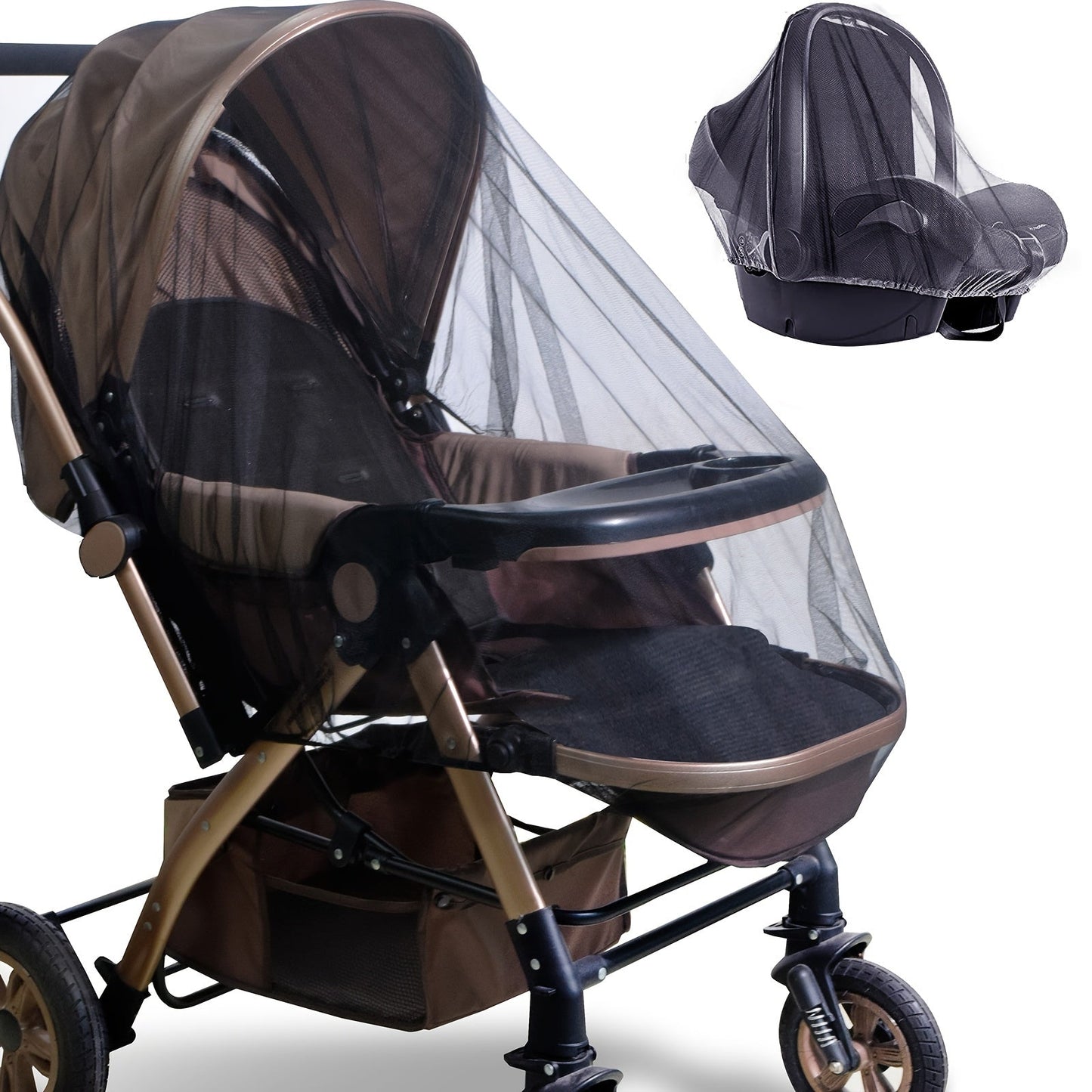 Long-lasting Black Mosquito Net for Strollers & other items - Can be washed in the machine, has a Geometric Pattern, Perfect for Bassinets, Cradles, Playards & Portable Mini Cribs.