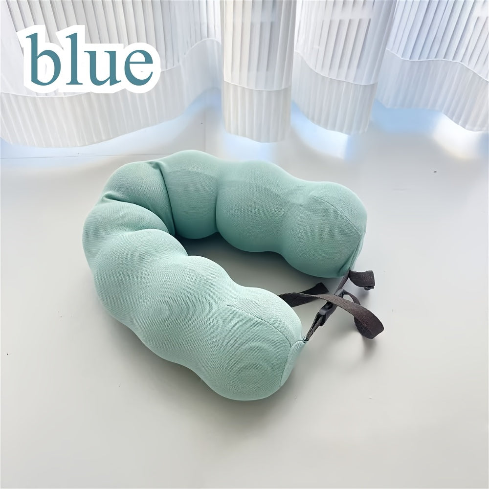 Soft Linen Covered Portable Memory Foam Neck Pillow - Perfect for Napping at the Office and Travel