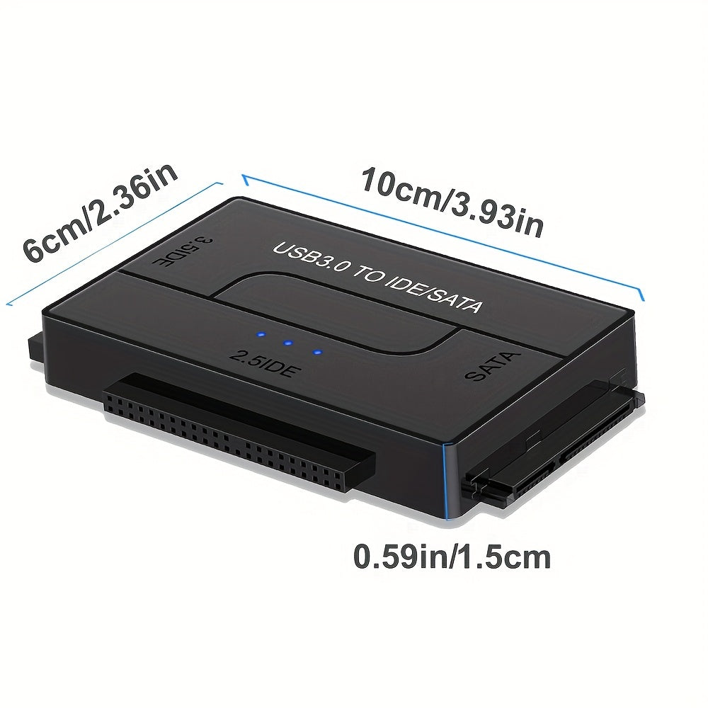 USB 3.0 SATA IDE Hard Drive Reader with Universal Adapter Kit for SATA and IDE HDD SSD, includes 12V/2A EU Power Adapter