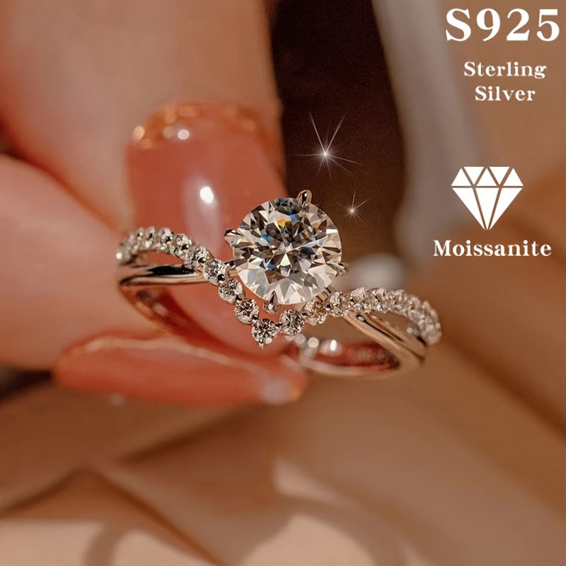 Elegant finger ring jewelry decoration, this solitaire ring features a 1 carat Moissanite stone set in high-quality 925 sterling silver, perfect for a stunning wedding ring.