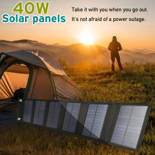 40W Foldable Solar Panel for Portable Power, Devices, and Outdoor Charging.