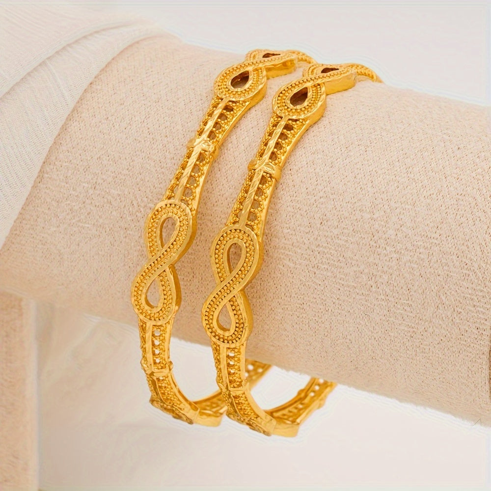 Luxurious and Ethnic Gold-Plated Alloy Bangle Set: Elegant Touch for Everyday Wear and Gifting