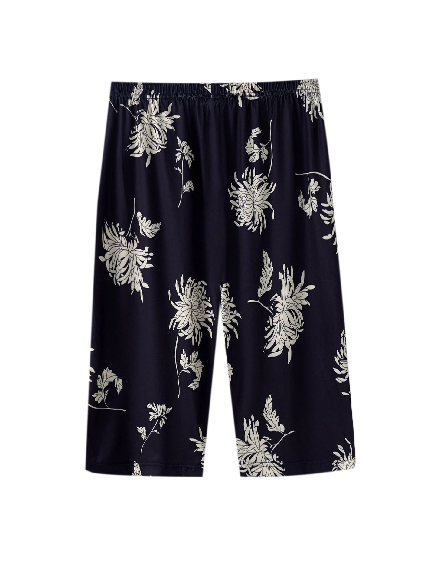 3 women's plus casual sleep shorts with floral print and elastic waist.