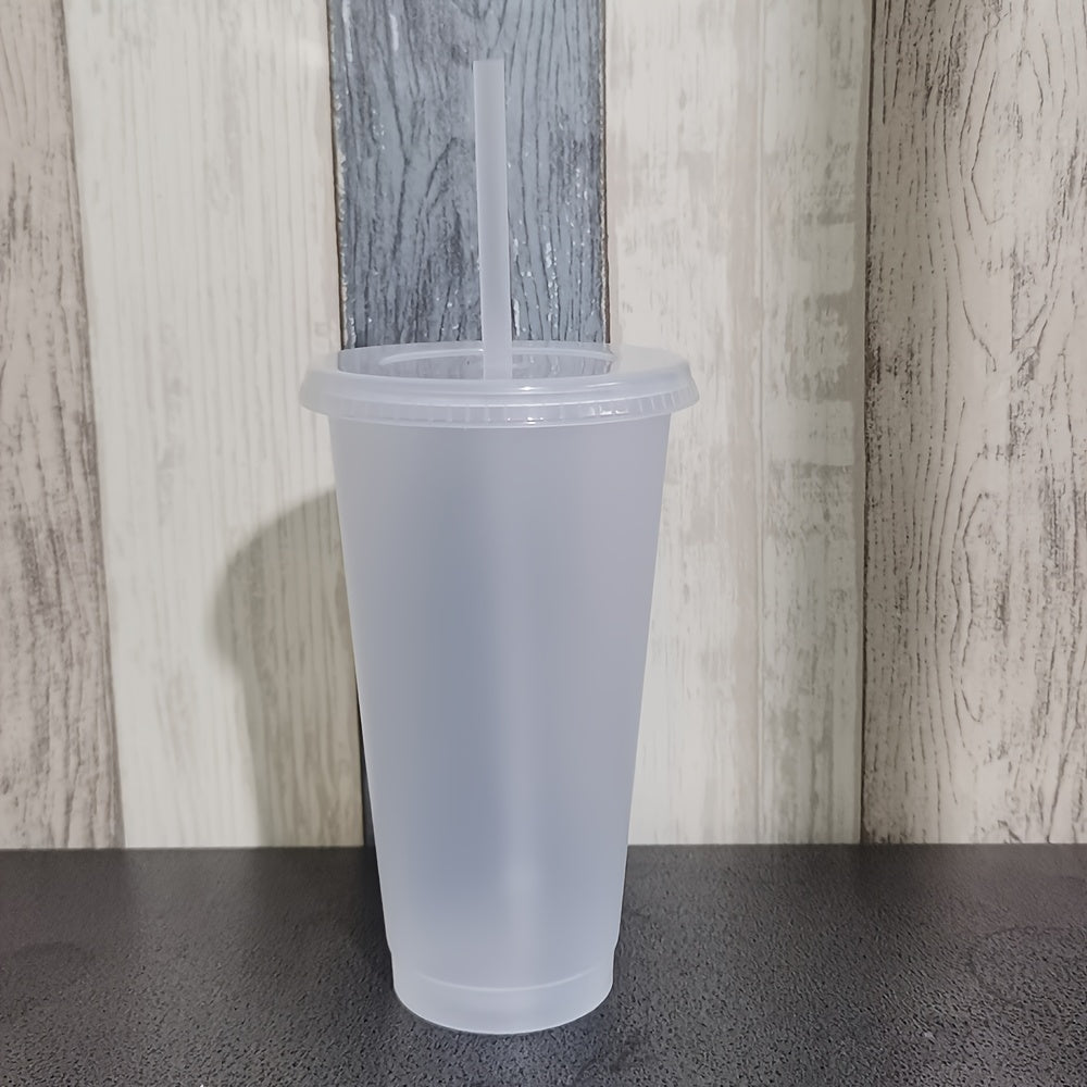 WIYYH 24oz Plastik Su Stakanlari Qopqoq va Qalamlar Bilan - 5/10 Paket Qayta Ishlatiladigan Oqimga Qarshi Stakanlar Partiyalar va Tadbirlar Uchun - BPS-Siz - Faqat Qo'lda Yuvish