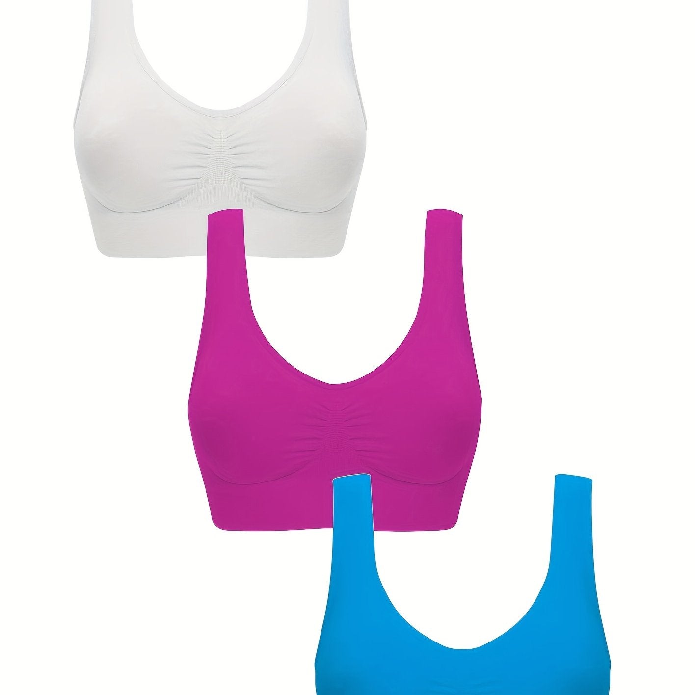 3 Wireless Sports Bras for Women, perfect for running and workouts, comfortable and breathable.