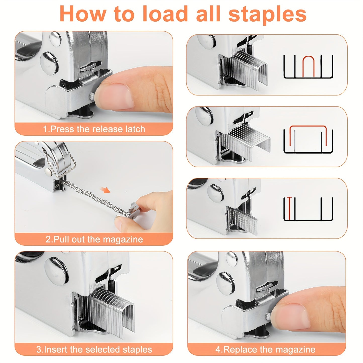 1pc, Bamda's Heavy Duty Staple Gun Kit with 300 Staples for Upholstery, Decoration, Carpentry, Furniture, Doors, and Windows.