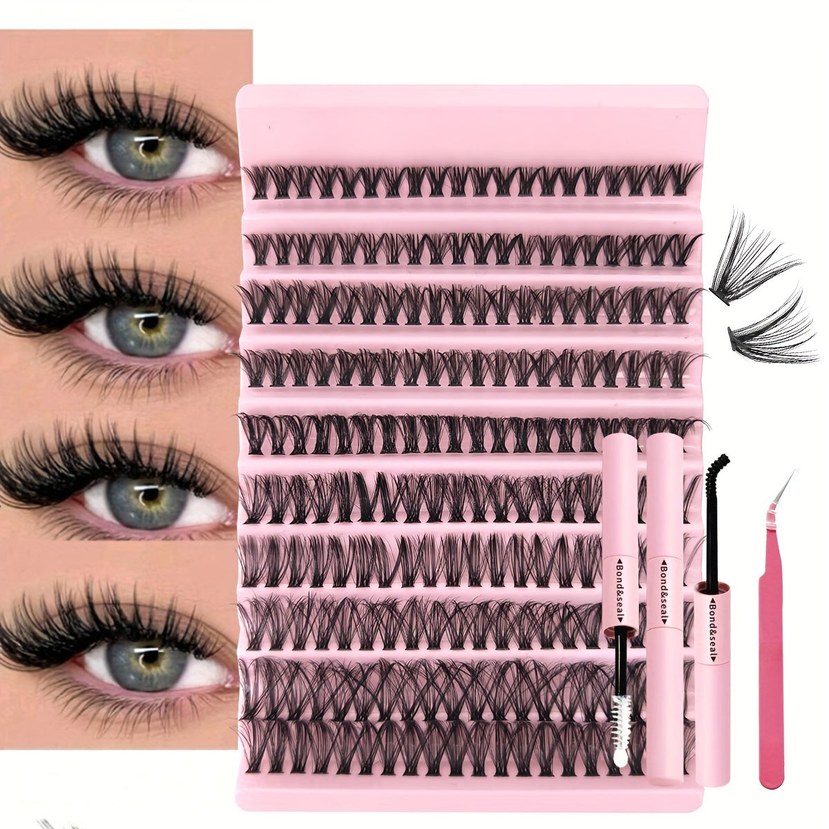 Luxury DIY Lash Extension Kit with faux mink lashes in various lengths and curls for natural glamorous looks. Ideal for beginners.