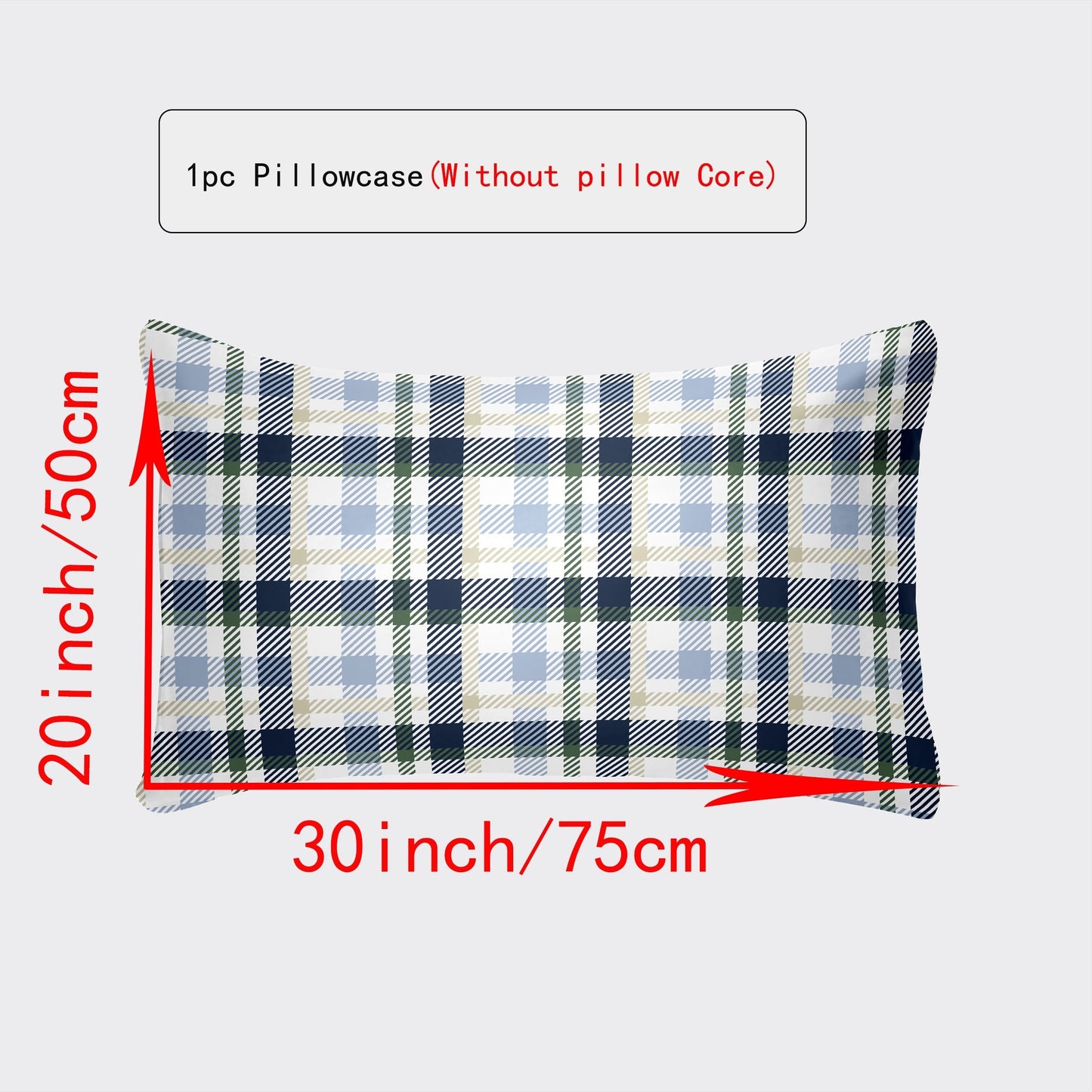 Luxurious Pillowcase with Envelope Closure - Available in Various Sizes (30x50cm to 50x75cm) - Stylish Designs in White, Gray Plaid, Red Plaid, Green Botanicals, Leopard Print, and Geometric Patterns - Suitable for Every Season, Great for Home Decor Gifts