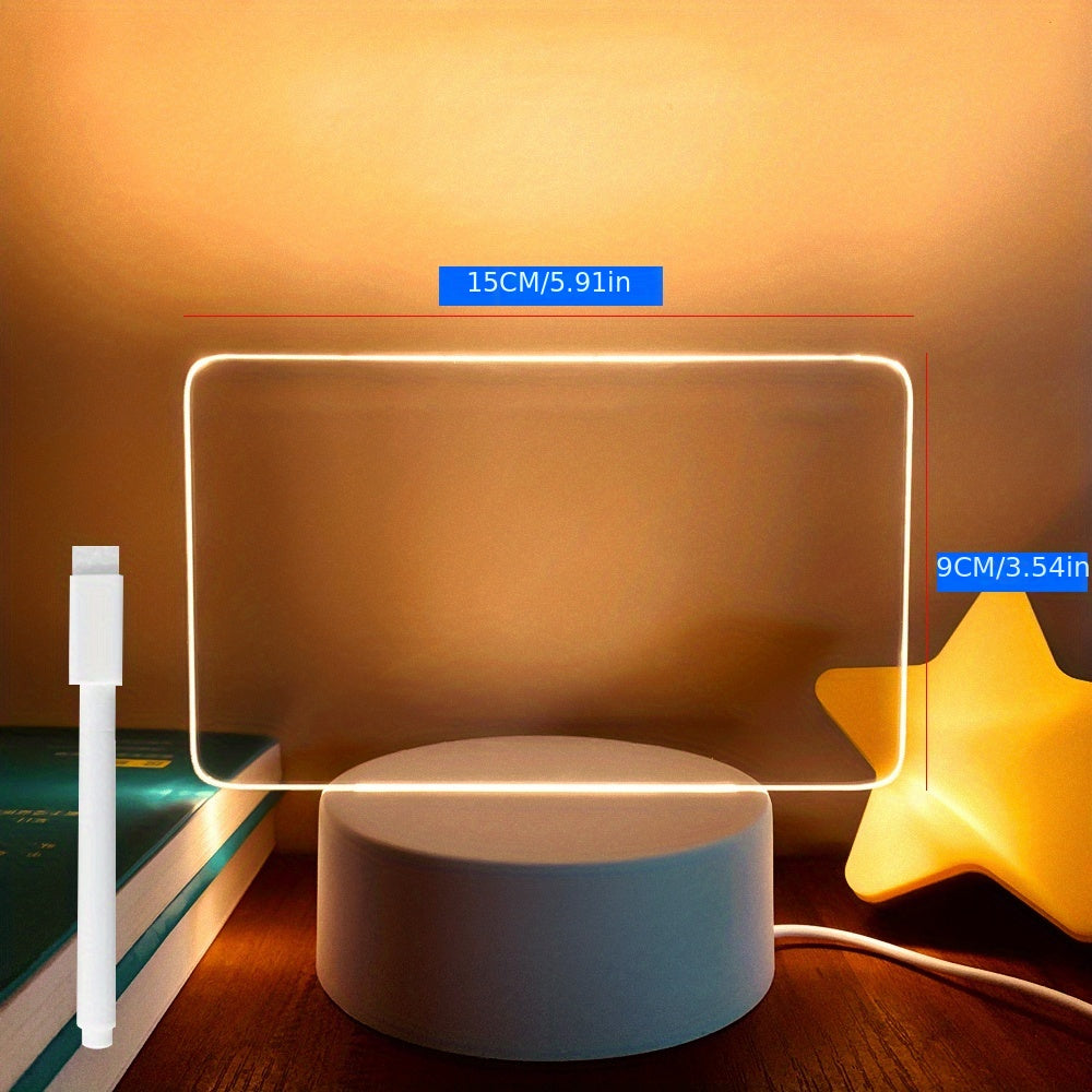 Creative LED night light with USB message board is a decorative holiday gift for girlfriend, complete with pen for customization.