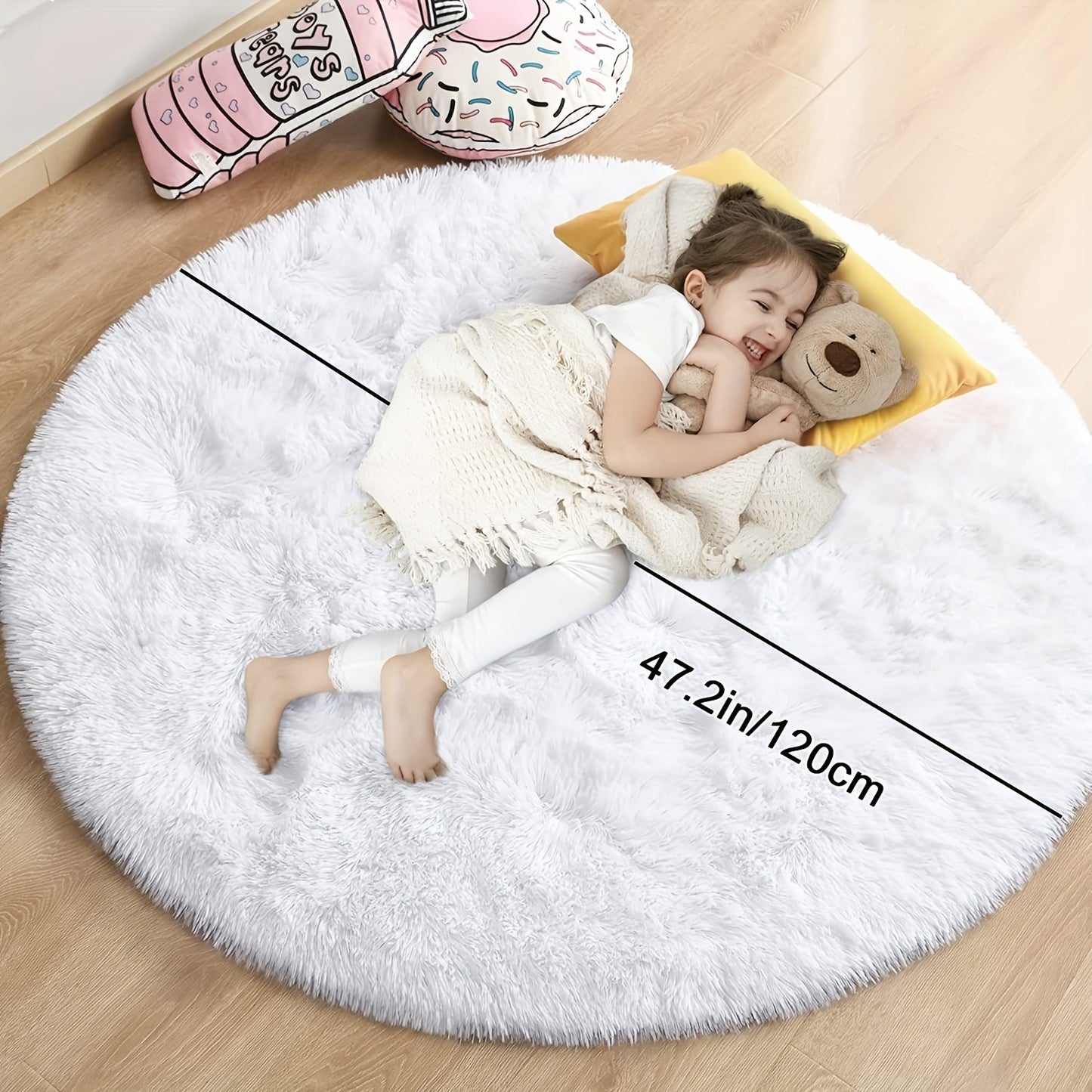 Round Large Ultra Soft Plush Rug - Non-slip and Waterproof Shaggy Throw Rug for Living Room, Bedroom, Nursery, Game Room, and Dormitory. Perfect Teenage Room Decoration - Room Decor (10.16cmX10.16cm)