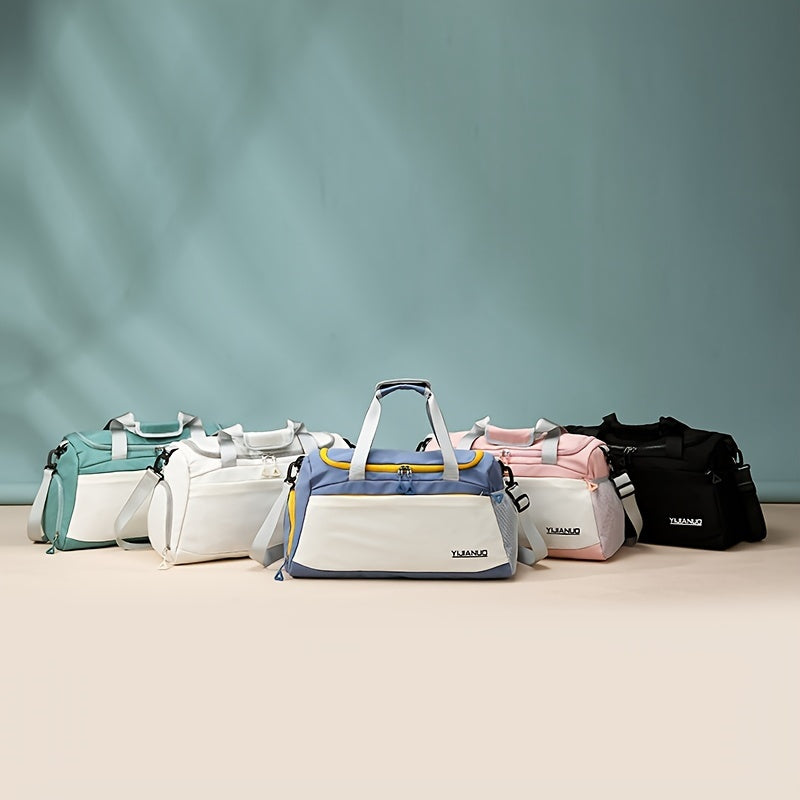 Chic duffle bag with wet/dry separation, ideal for business trips & gym, comes in multiple colors.