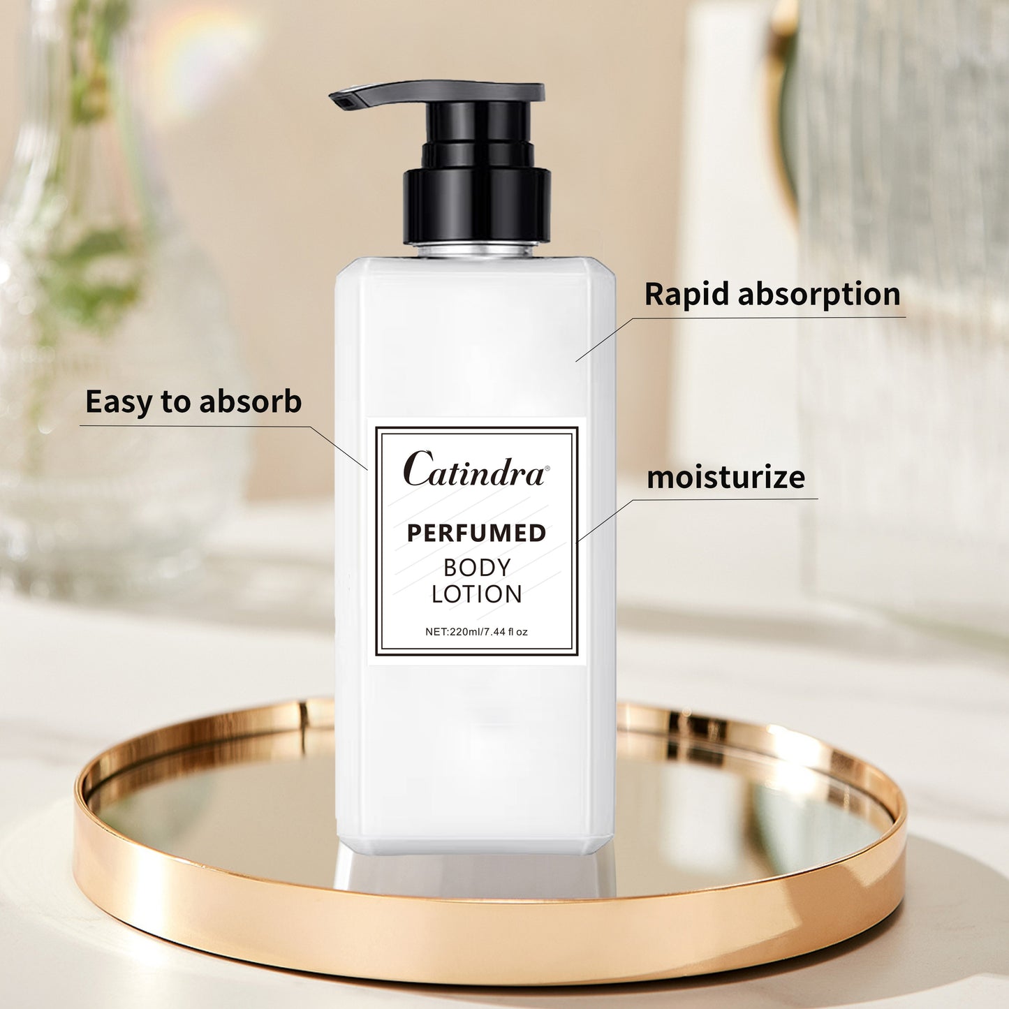 220ml perfumed body lotion for men and women, provides lasting fragrance and moisturizes skin.