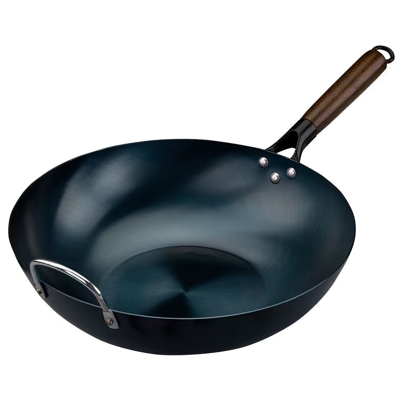 32.0cm Cast Iron Skillet with Non-Coated Flat Bottom, Ideal for Gas and Induction Cooktops, Perfect for Outdoor BBQ and Pizza Making, Detachable Pan