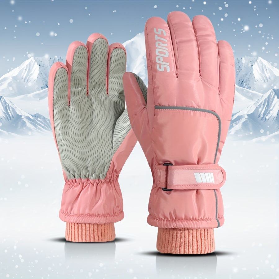 Bestselling Winter Ski Gloves with Touchscreen Compatibility, Windproof and Waterproof Design, Anti-Slip Grip, Fleece Lining for Ultimate Warmth during Winter Outdoor Activities like Cycling and Skiing - Made with Durable Polyester Material