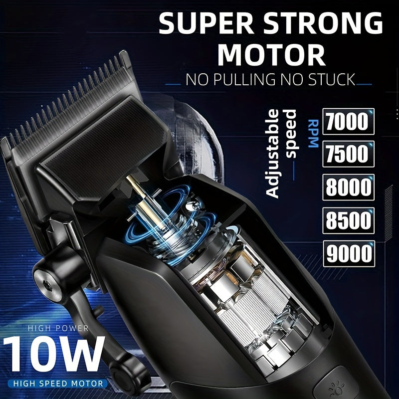 KEMEI Km-1858 DLC Blade Electric Hair Clipper is a professional cordless hair clipper that is USB rechargeable and comes with a light.