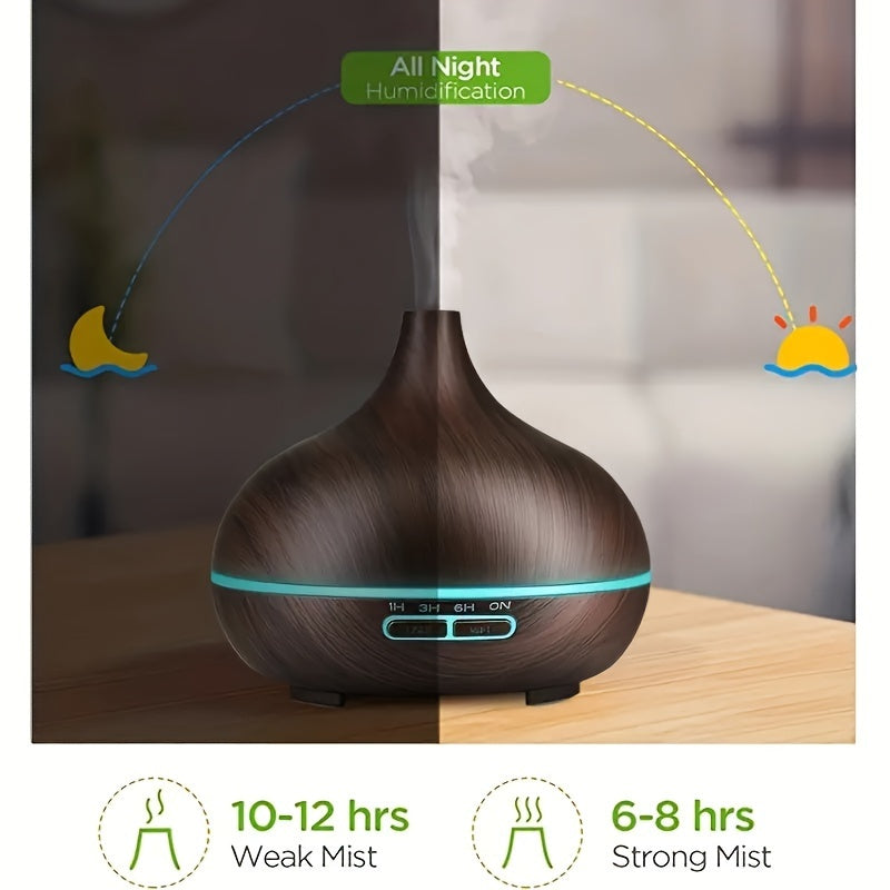 USB-powered aromatherapy diffuser with remote control, auto shut-off, perfect for bedroom ambiance, 18.6oz.