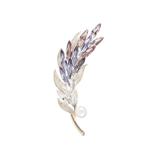 Chic Wheat Ear Brooch with Stunning Rhinestones - Unique Plant-Inspired Pin for Women and Brooch