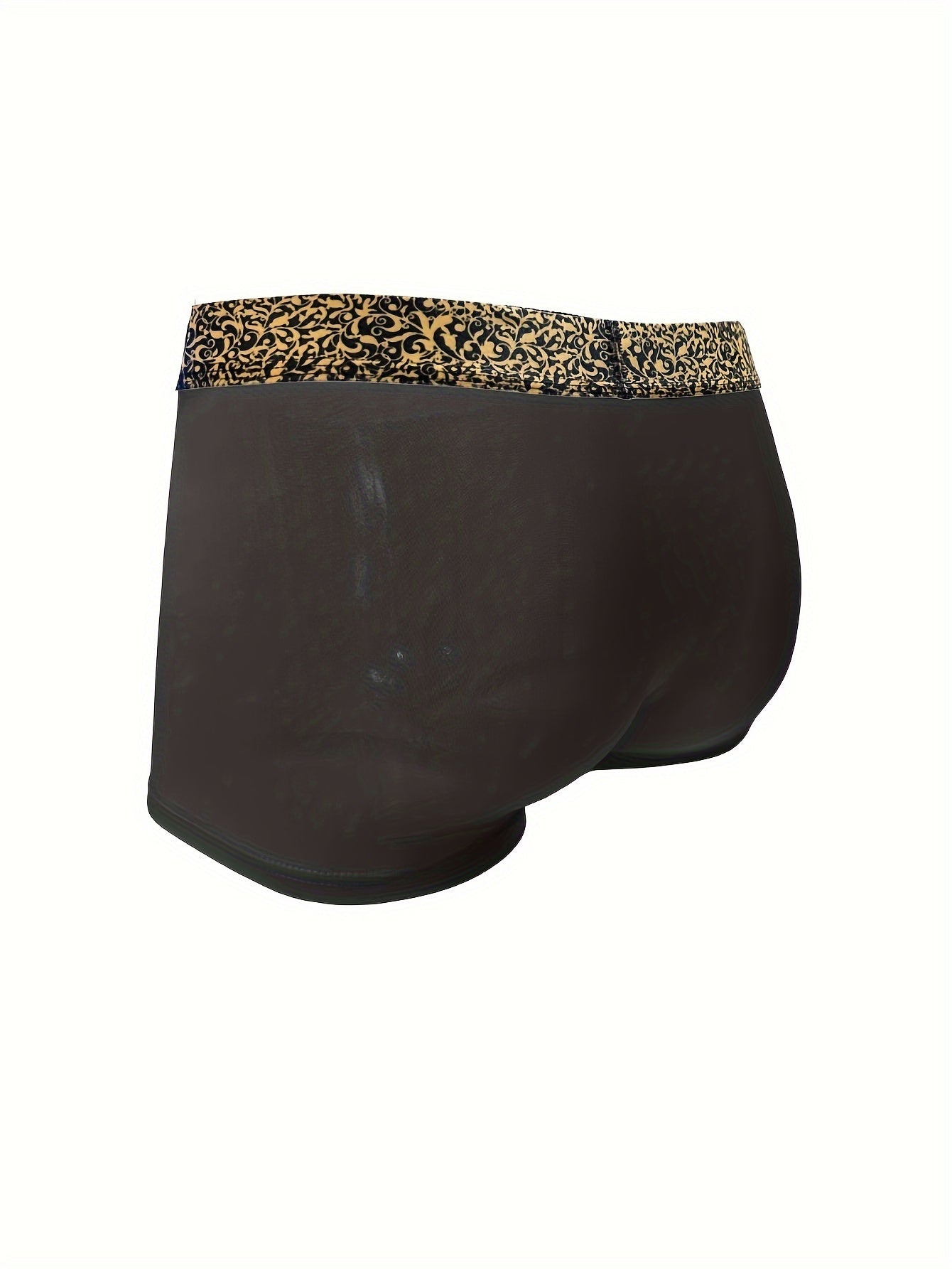 Men's luxury baroque style boxer shorts in black, dark gray, light gray, and sky blue.