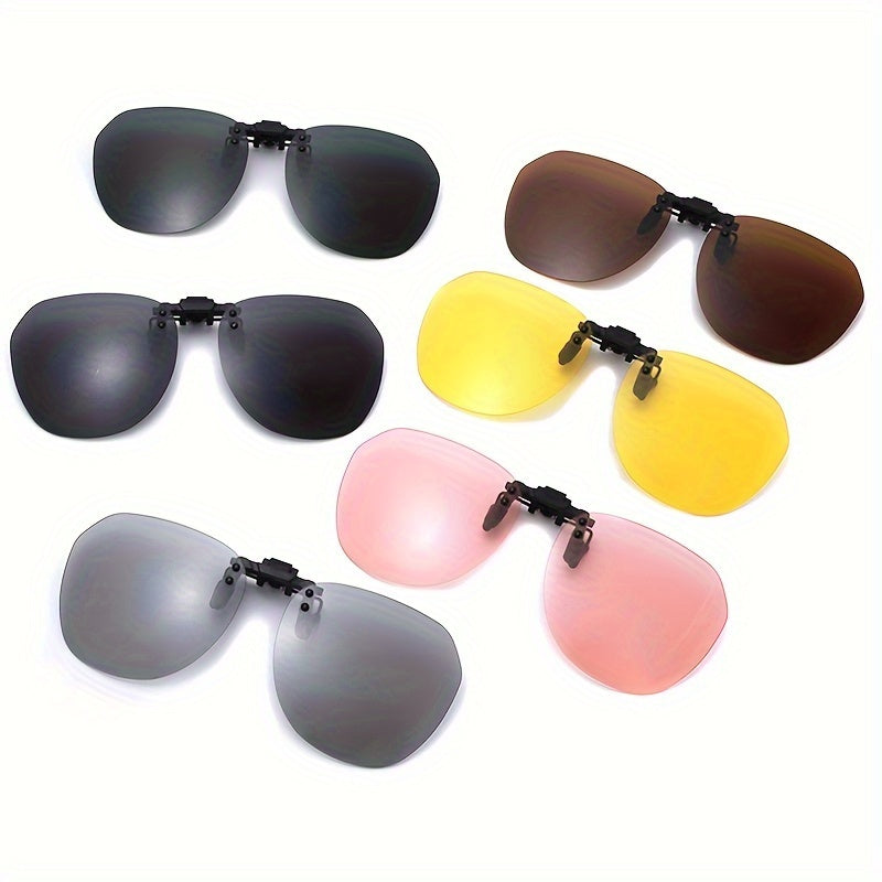 Adjustable unisex driving sunglasses clips that can be flipped up for ultra-light driving, providing protection against ultraviolet rays and harmful rays.