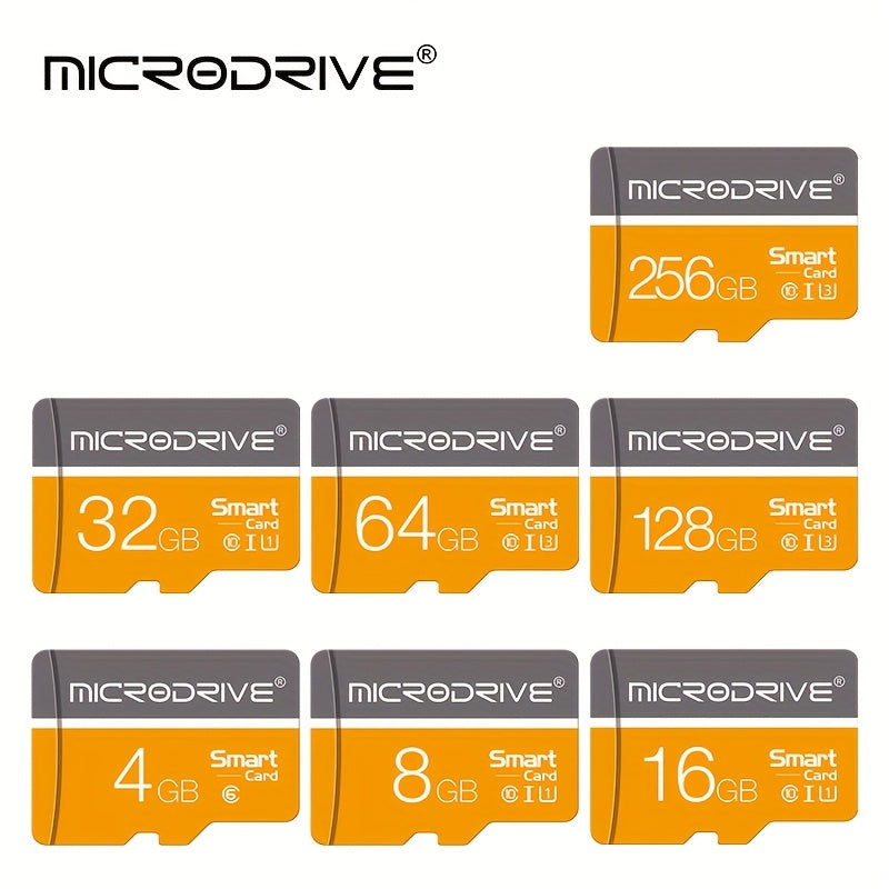 High speed Orange-gray Micro mini TF SD Card available in various sizes (4GB, 8GB, 16GB, 32GB, 64GB, 128GB, 256GB) with Class 10 TF U3 compatibility and SD adapter included.