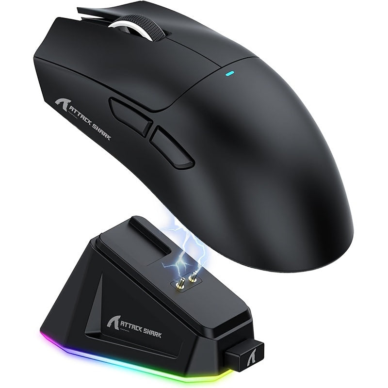 ATTACK SHARK X11 Gaming Mouse with Magnetic Charging Dock, PixArt PAW3311 Gaming Sensor, BT/2.4G Wireless/Wired for Win11/Xbox/PS/Mac Office Mice Gamer.