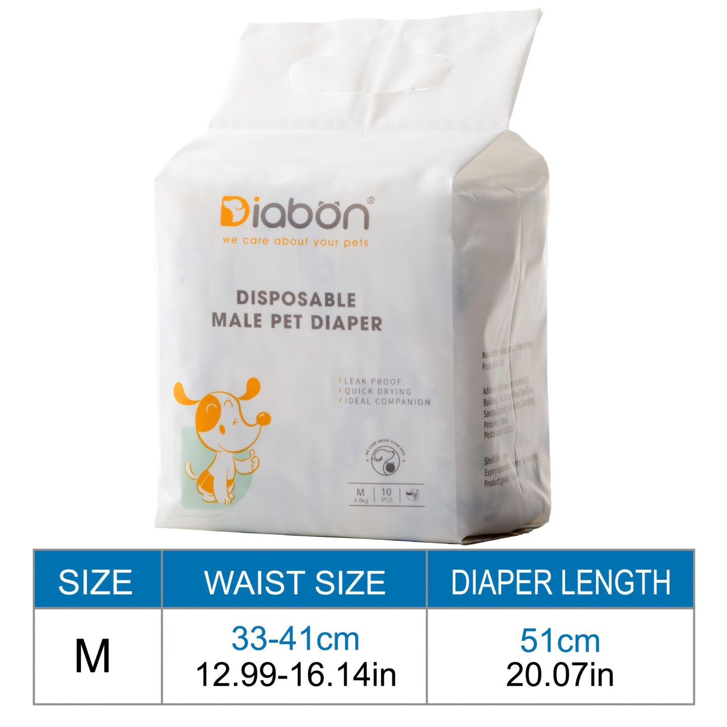 Diabon Disposable Dog Diapers for puppies, elderly dogs, surgery recovery, incontinence, leak-proof comfort wraps.