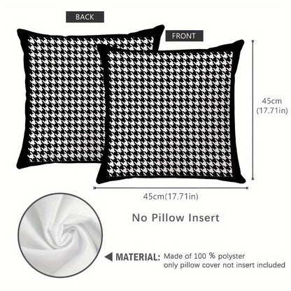 This reversible Contemporary Houndstooth Throw Pillow Cover measures 44.96cm and features a zipper closure. Made of woven polyester, this machine washable cushion case is perfect for living room decor. The black and white design adds a modern touch and