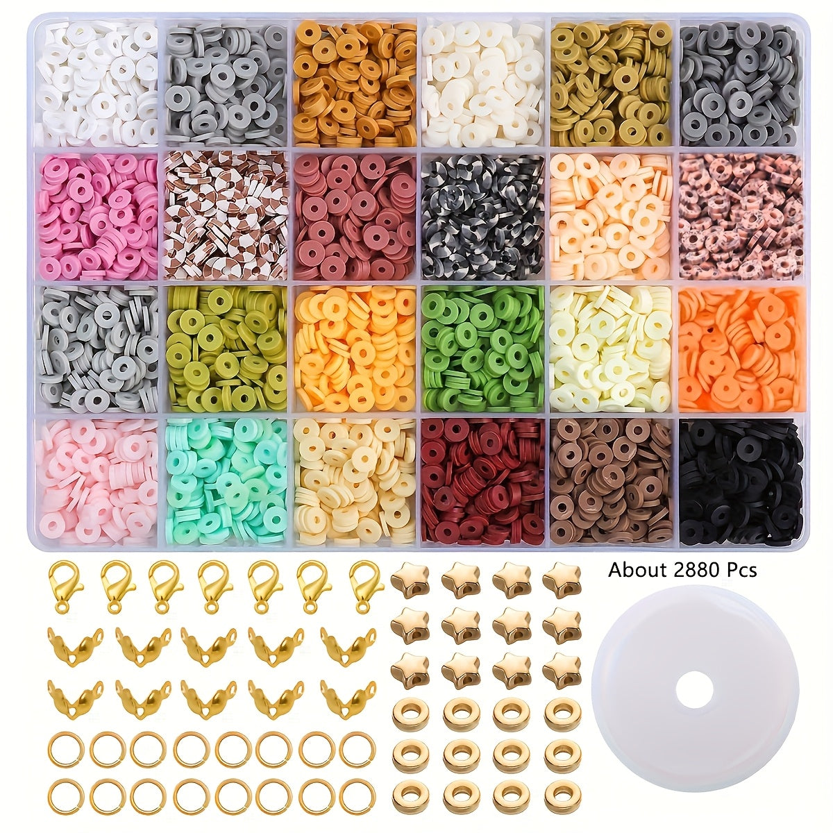 2400 pieces of Multicolor Pottery Clay Slice Loose Beads for creating DIY Bracelets, Necklaces, and Earrings. Ideal for Jewelry Making Accessories.