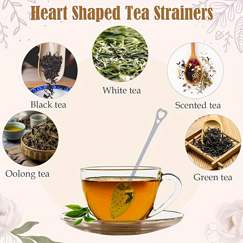 1 piece Love Tea Filter, Tea Spoon, Heart-shaped Stainless Steel Tea Infuser, Tea Steeping Spoon, Mesh Tea Filter, Perfect for Black Tea, Green Tea, Flower Tea, etc., Handy Kitchen Gadgets, Long-lasting and Simple to Wash