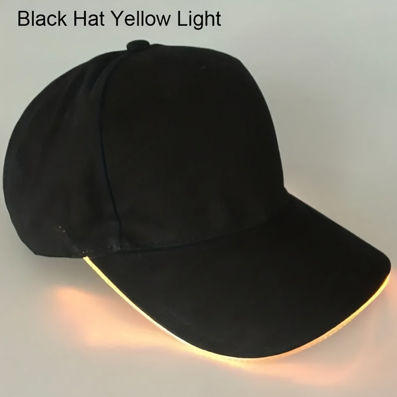 LED light-up baseball cap for parties, carnivals, and hip hop performances. Batteries included.