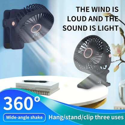 Stay Cool Anywhere with the QIANGDETAI Portable Clip Fan - 360° Rotation, High-Velocity Power, Rechargeable 800mAh Battery, USB Charging, and Quiet Operation - Ideal for Dorms, Bedrooms, Offices, and Improved Air Circulation