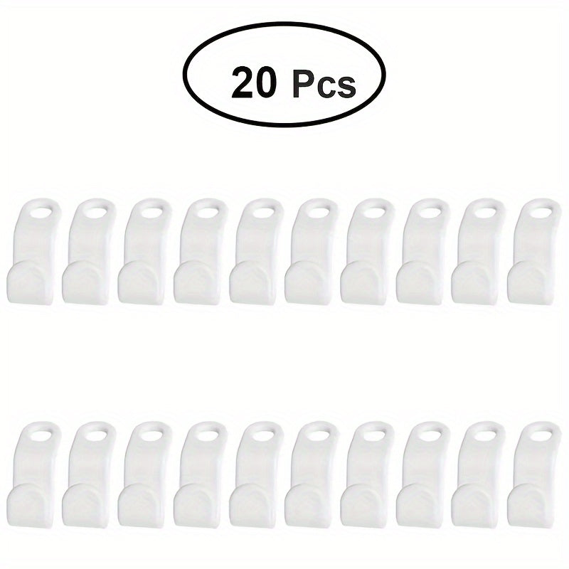 20pcs stackable plastic hooks for wardrobe organization - space-saving, wall-mounted clothing hanger connectors.