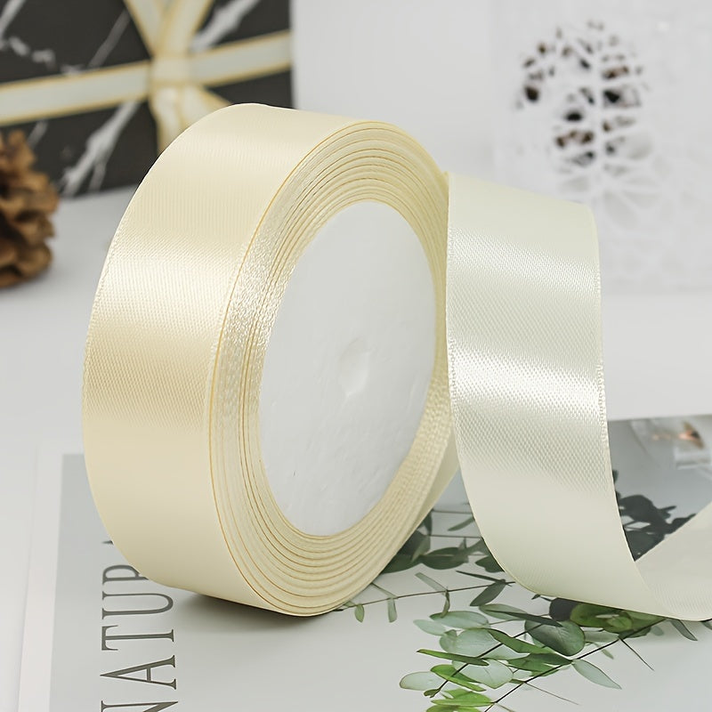 1 piece of 2.5cm wide, 25 yards long satin ribbon for gift wrapping, wedding decoration, car silk ribbon, baking, and webbing.