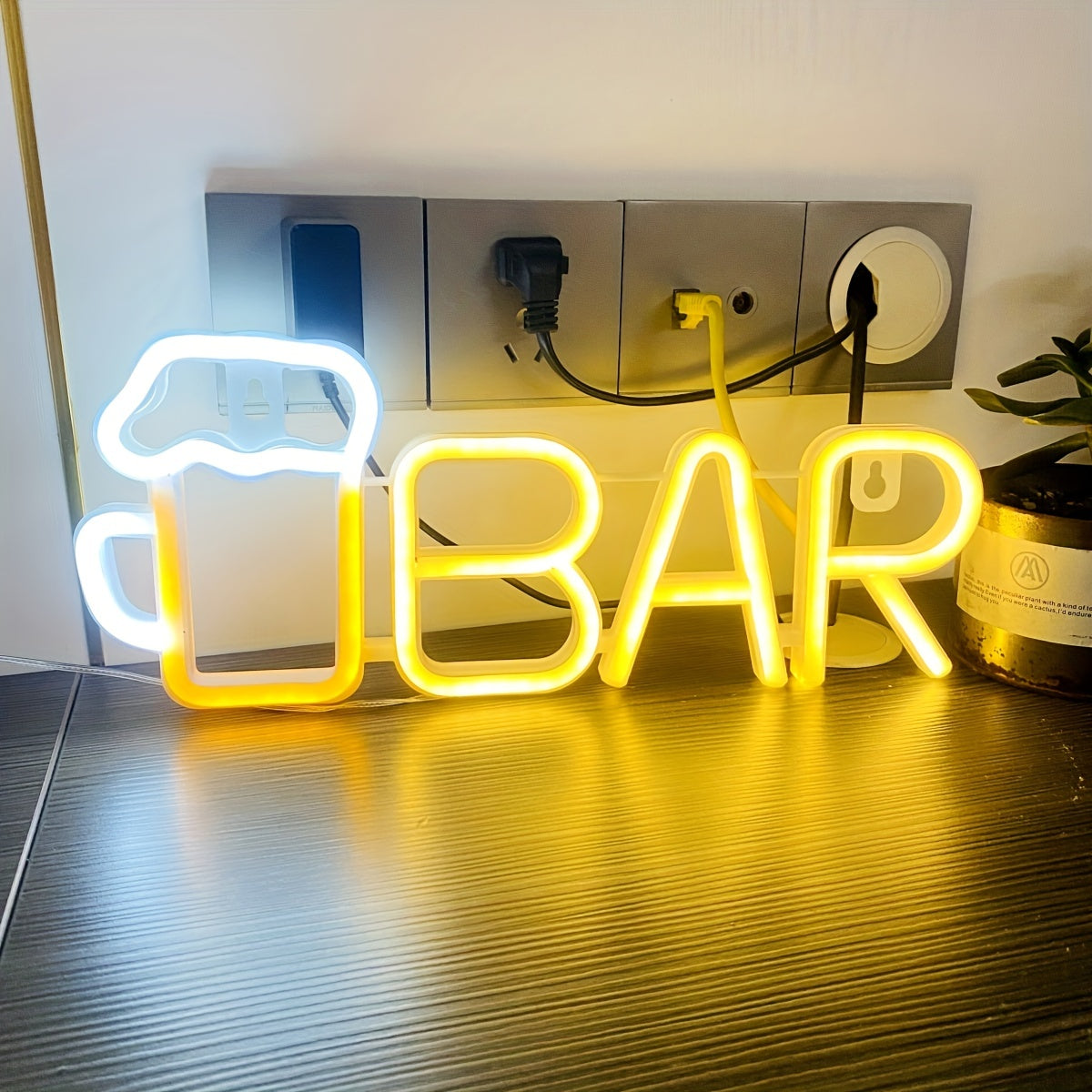 Pink LED Beer Mug BAR Neon Sign, 35.31x14.48cm Wall Hanging Light with Switch Control - Ideal for Girls Room, Dorm, Wedding, Anniversary, Valentine's, Birthday Party Decor. Battery/USB Powered (Batteries not included).