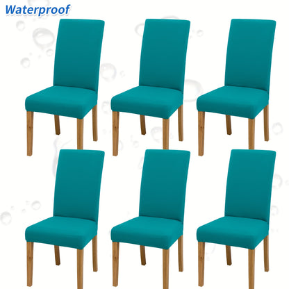 4-6pcs Stretch Milk Fiber Chair Covers with Water-Resistant Elastic Bands, Machine Washable, 92% Polyester 8% Spandex Fabric, 140-160g Weight. Ideal for Home and Restaurant Decoration.