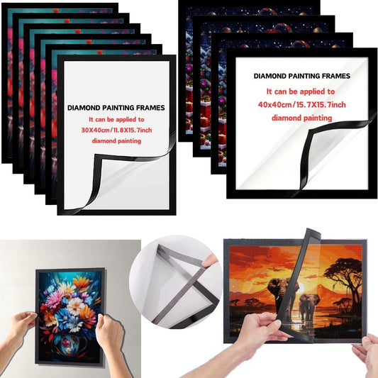 Diamond Painting Frames Set, PVC Material, Magnetic Display for Various Sizes of Diamond Art, Self-Adhesive Backing, Versatile for Different Surfaces and Uses