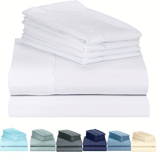 Luxury Cool Fitted Sheet Set with Wrinkle, Fade, and Stain Resistant Mattress Cover. Features Deep Pocket for a snug fit. Soft, Comfortable, and Breathable Bedding Set suitable for Bedroom or Hotel use. Includes 1 Flat Sheet, 1 Fitted Sheet, and 2 or 4