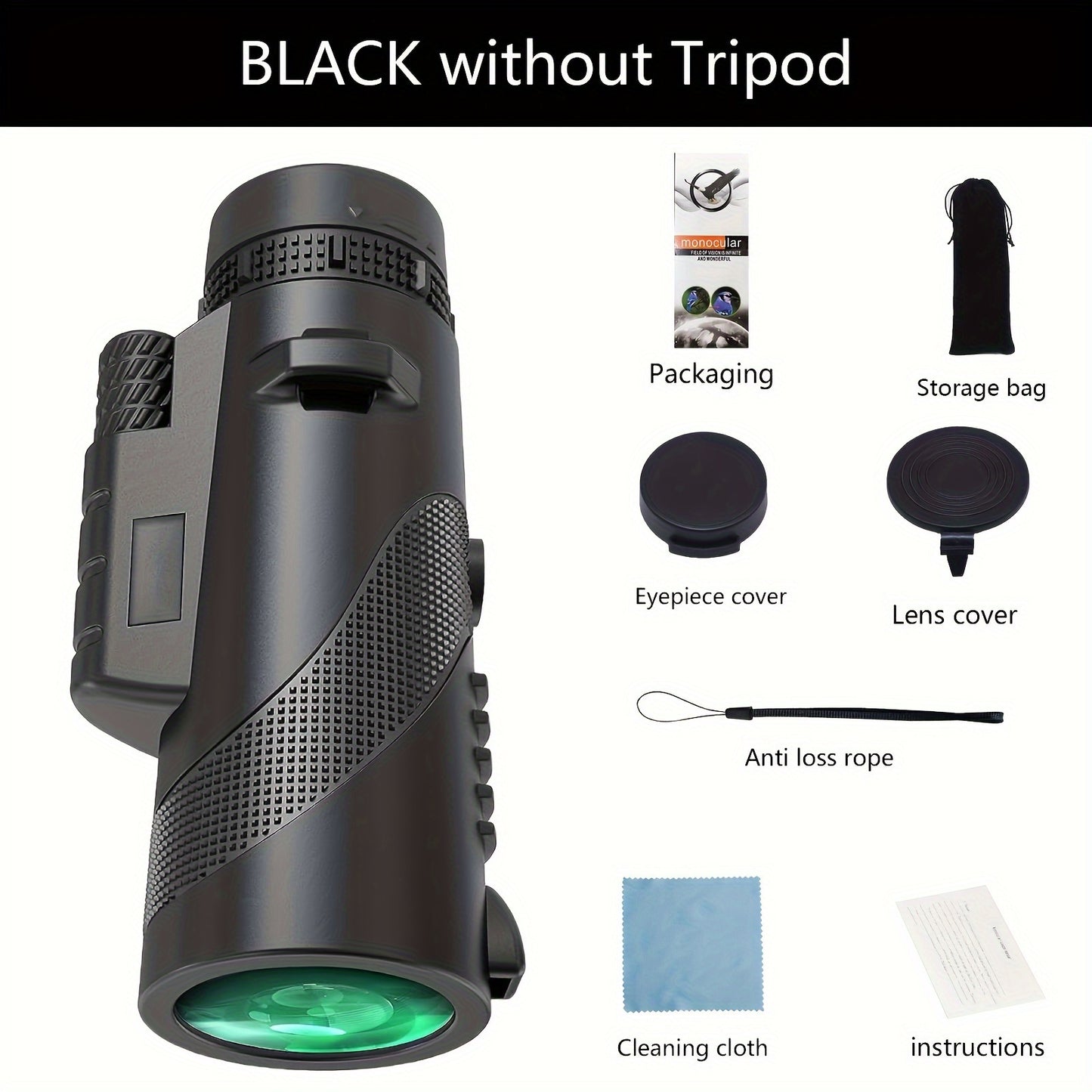 10x40mm High Definition Monocular Telescope for Adults - Portable Handheld with FMC Lens, Clear Long Distance Viewing for Outdoor Activities such as Camping, Hiking, Wildlife Observation