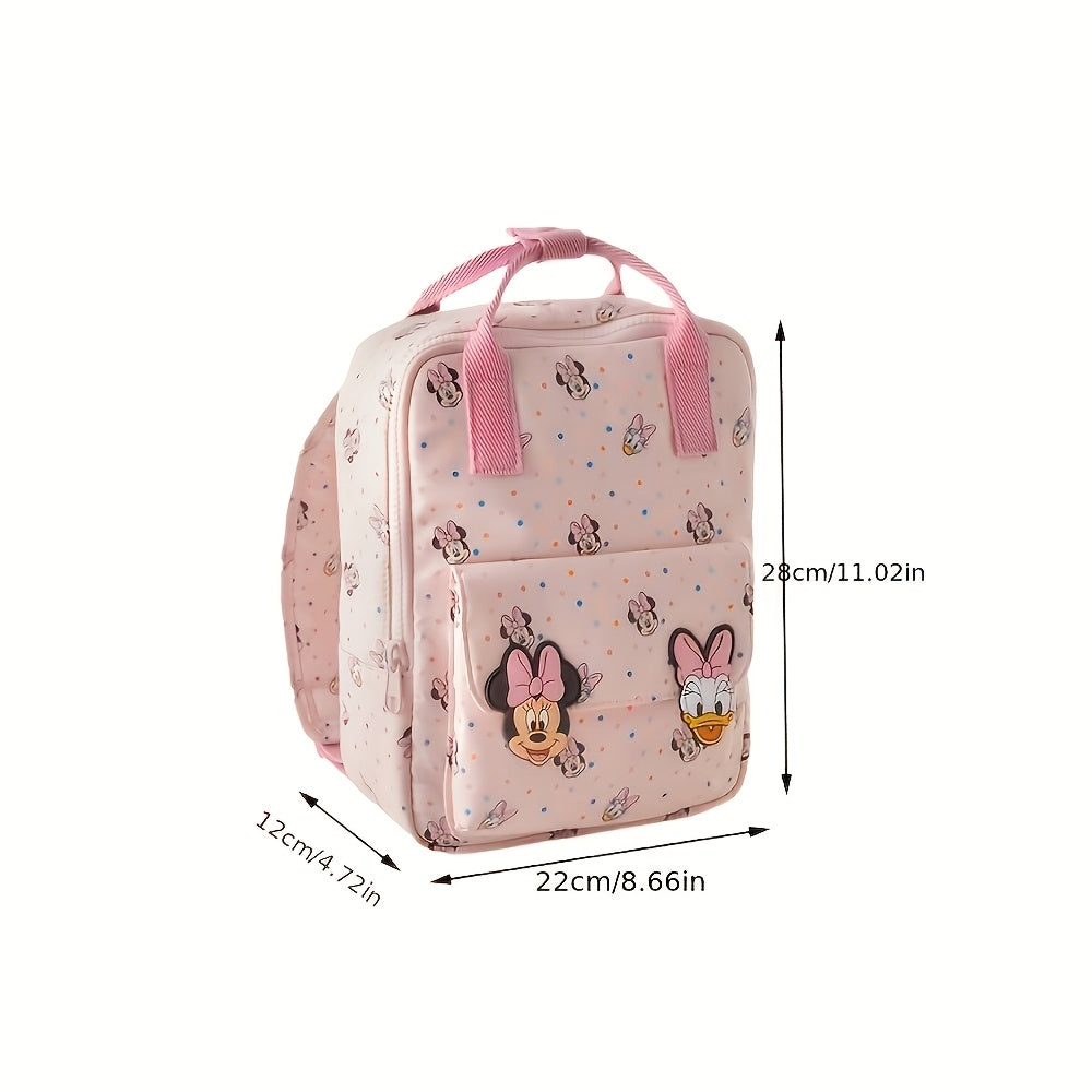 Minnie & Friends Taro Purple Backpack with Large Capacity, Durable Nylon, Adjustable Straps, Fun Cartoon Design, Polka Dots & Charms - Perfect for School & Daily Use