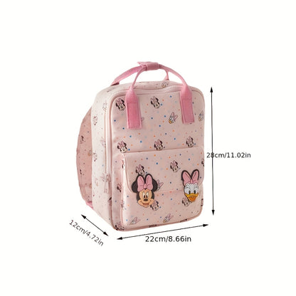 Minnie & Friends Taro Purple Backpack with Large Capacity, Durable Nylon, Adjustable Straps, Fun Cartoon Design, Polka Dots & Charms - Perfect for School & Daily Use