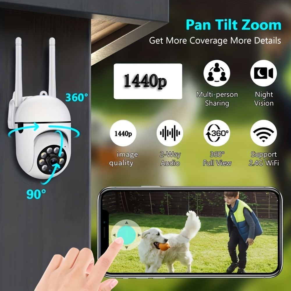 Enhance your home security with the TERUHAL Dual Ptz Wifi Cameras. These 1440p HD cameras come equipped with night vision, 2-way audio, motion tracking, and smartphone compatibility. Made with durable ABS material, these cameras can be used indoors or