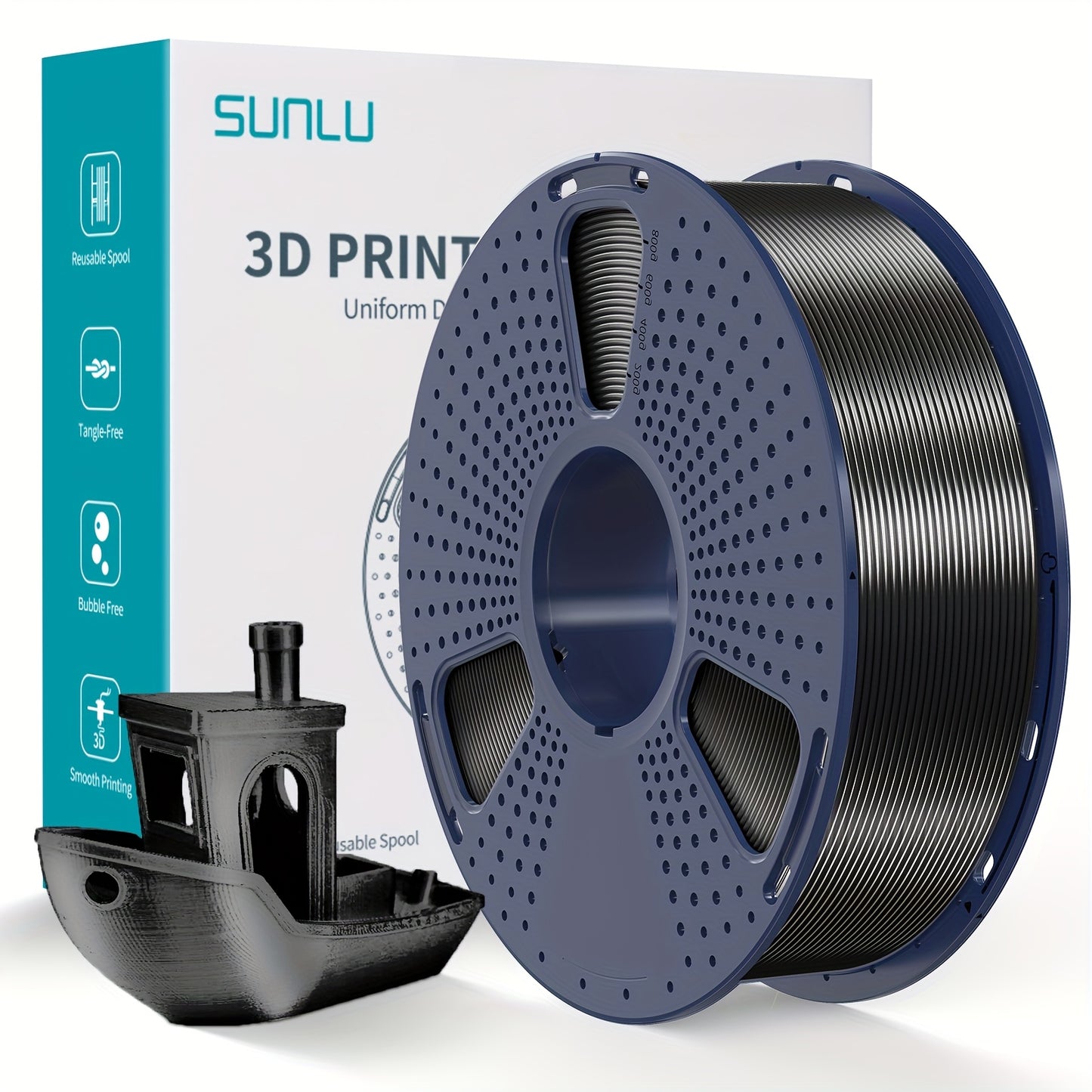 1kg of SUNLU Shiny PLA 3D Printer Filament, 1.75mm, with Smooth Surface and Dimensional Accuracy +/- 0.02mm in Light Golden Color.