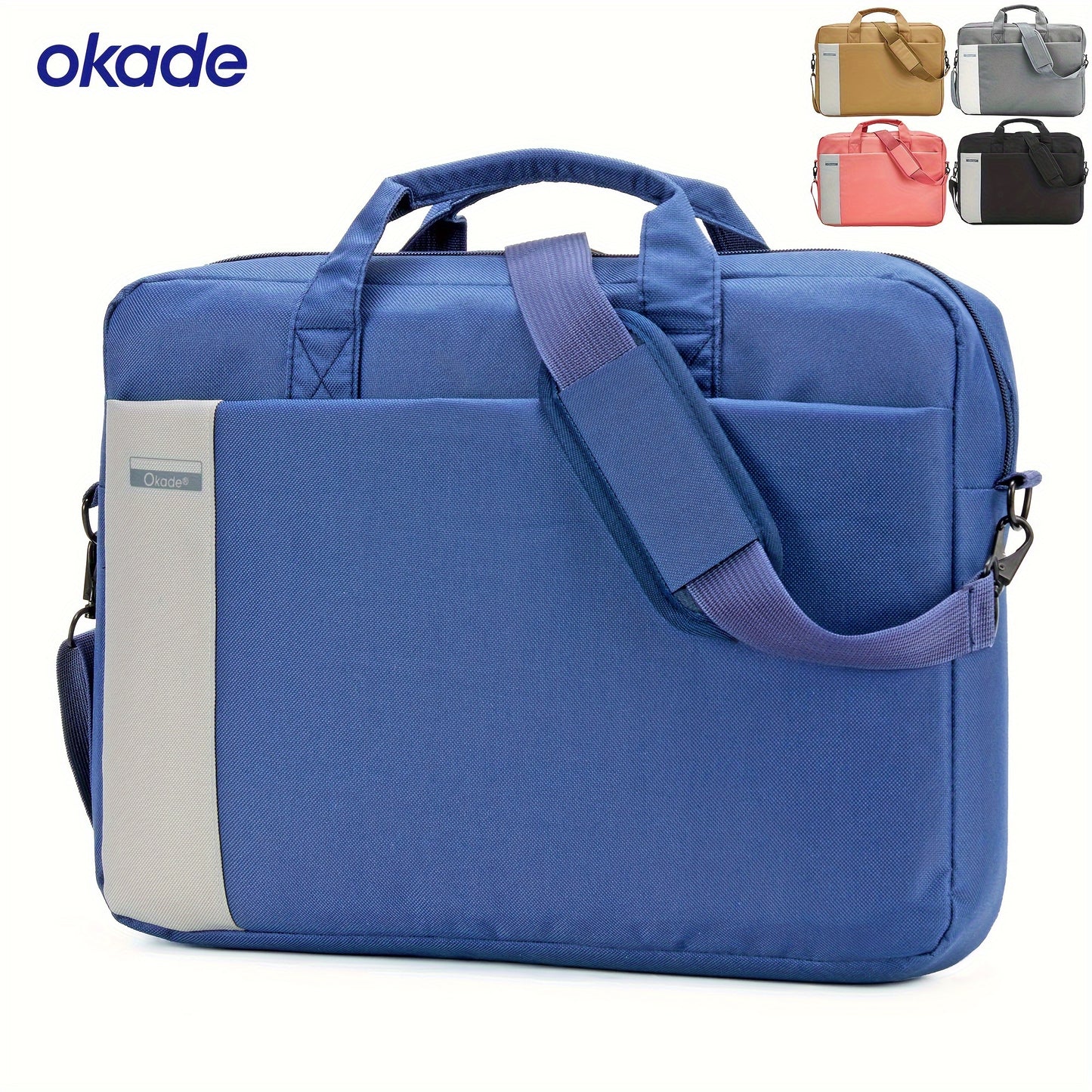 Okade T57 Heavy-Duty Laptop Bag fits 15.4/15.6/16” notebooks with shockproof padding and trolley strap. Ideal for office, travel, and college in brown, khaki, black, gray, blue, and assault