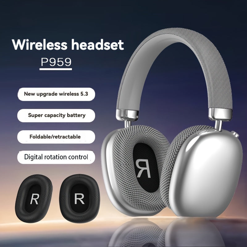 Wireless headphones with noise reduction, stereo sound, deep bass, and adjustable HiFi audio for sports.