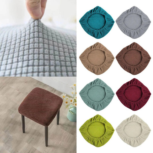 1 piece of stretchy vanity stool cover made of polyester and spandex blend, machine washable, suitable for various events.