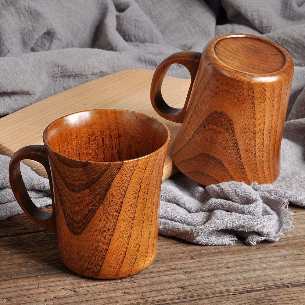 Handcrafted Jujube Sour Wood Mug with Handle - Japanese-inspired, elegant drinkware for various beverages.