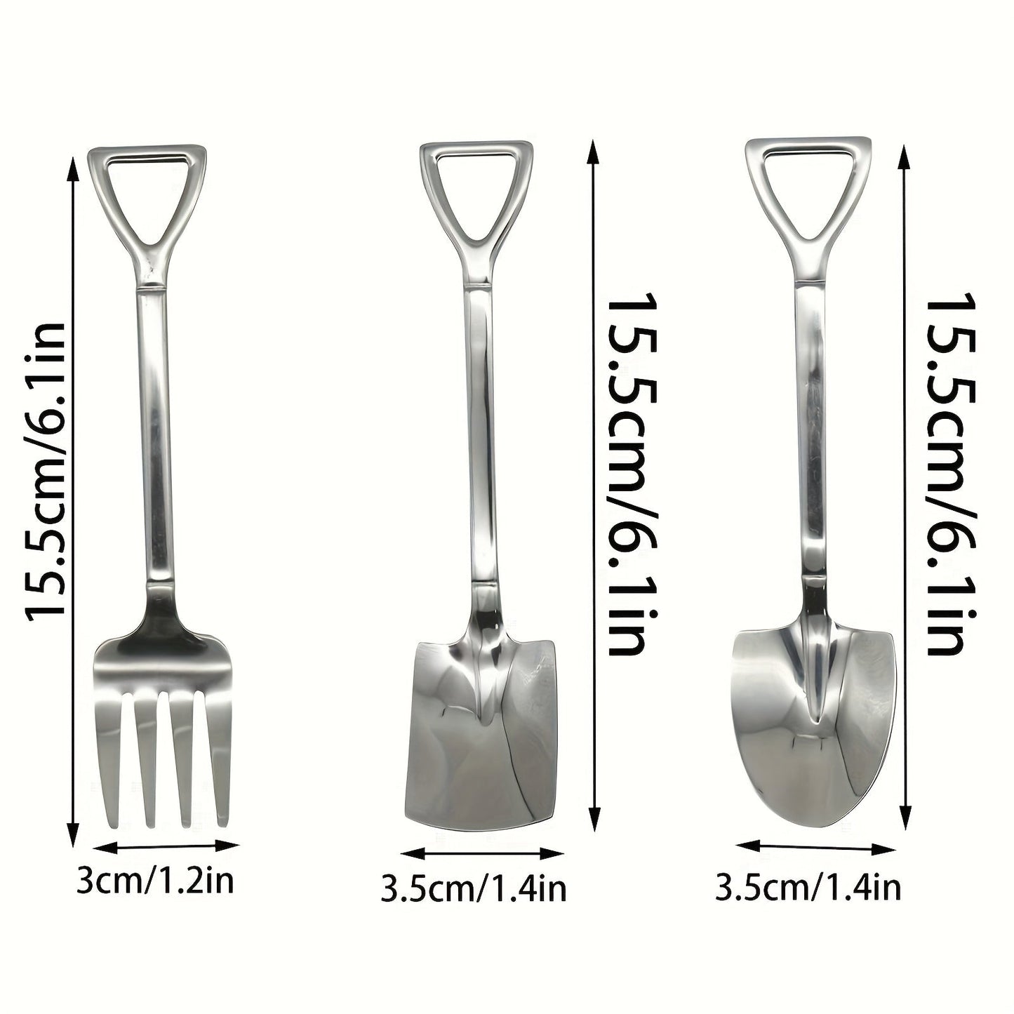 Set of 9/18 6.1-inch mini dessert spatulas and forks, consisting of 3/6 spatulas, 3/6 pointed spoons, and 3/6 stainless steel forks. Perfect for family gatherings, restaurants, and cafes. Includes mixing spoons, espresso spoons, cake spoons, dessert