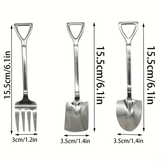 Set of 9/18 6.1-inch mini dessert spatulas and forks, consisting of 3/6 spatulas, 3/6 pointed spoons, and 3/6 stainless steel forks. Perfect for family gatherings, restaurants, and cafes. Includes mixing spoons, espresso spoons, cake spoons, dessert