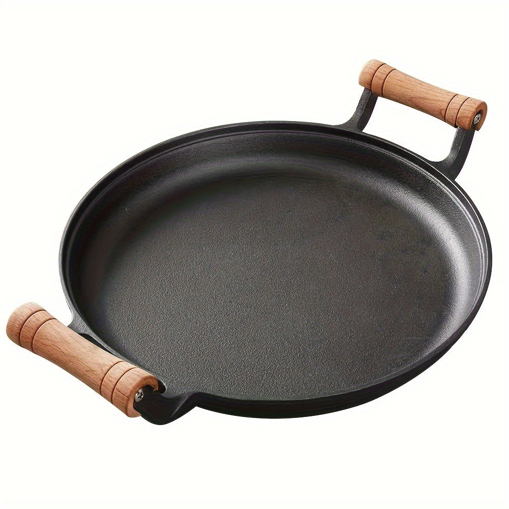 1 piece Cast Iron Skillet with Lid - Non-Stick, No Coating, Classic Pan for Pancakes, Flatbreads, and Frying - Hand Wash Only, Long-lasting Kitchen Cookware