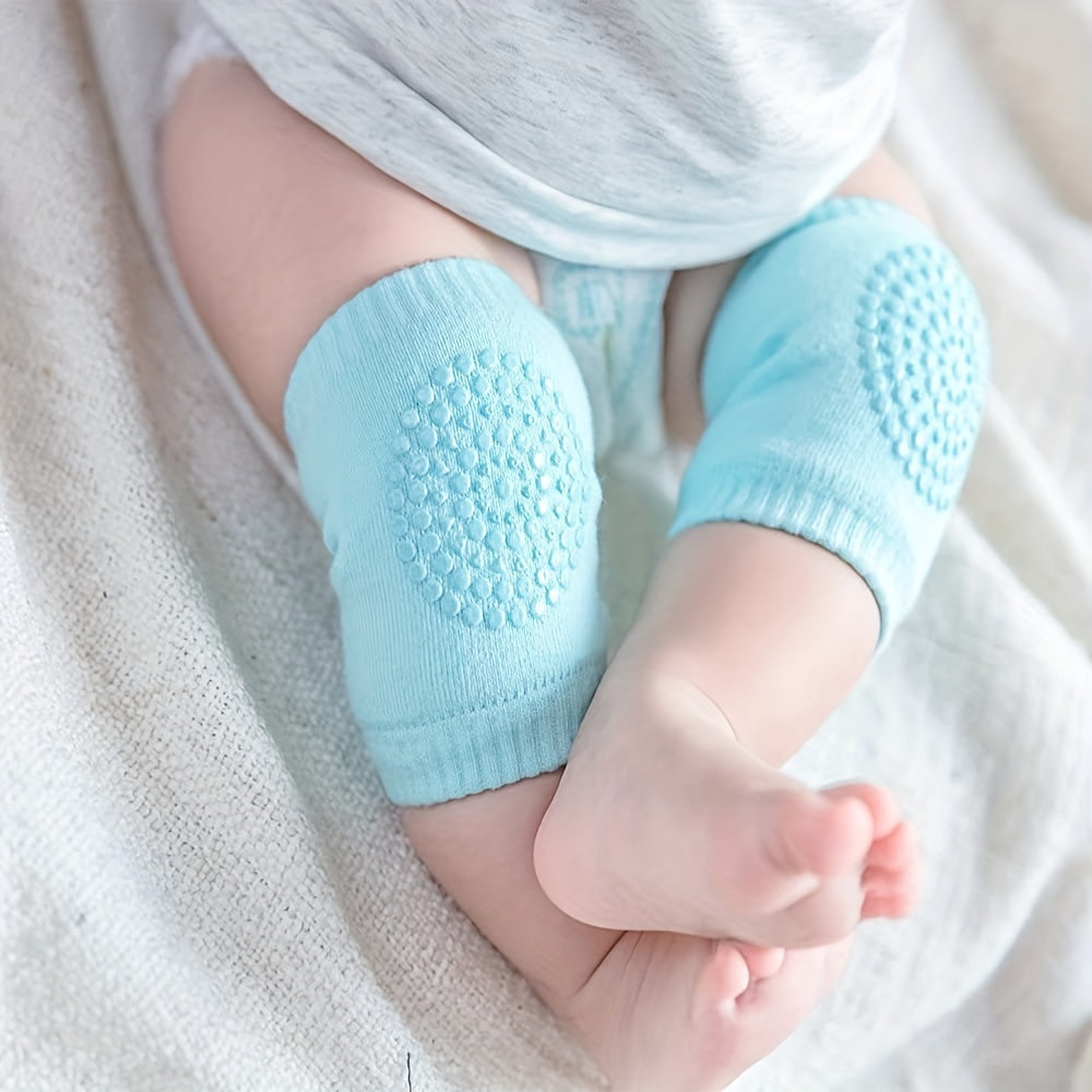 Protect your baby's knees and elbows with 5 pairs of non-slip baby knee pads designed for crawling and walking. These unisex solid color leg and elbow protectors are suitable for infants up to 36 months.